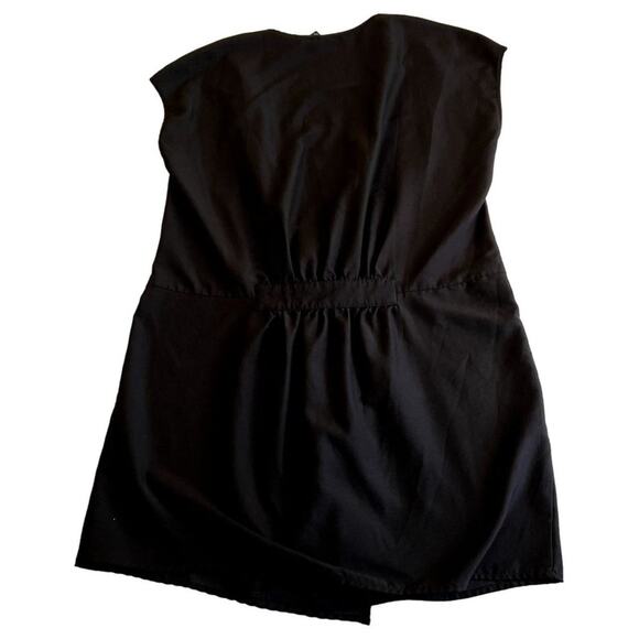 Ezra Black Surplice Mini Dress Large Sleeveless V-Neck Elastic Waist Stretch - Picture 8 of 8